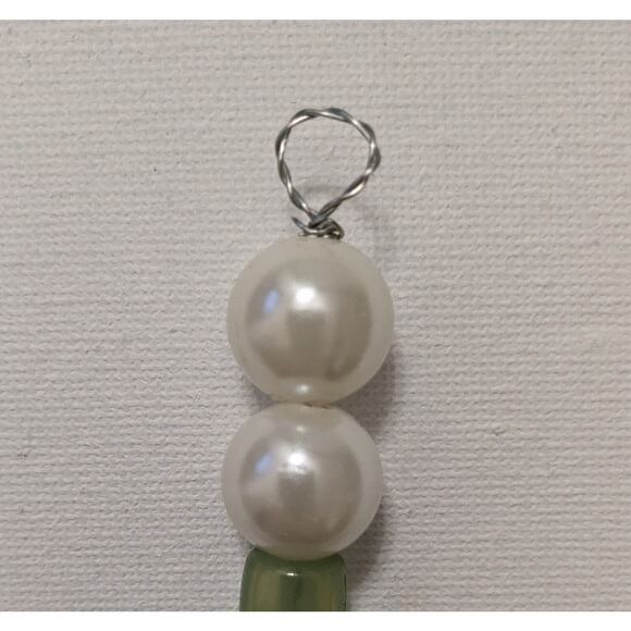 Set of 18 Handmade Christmas Ornaments 3" Pearl w/Mint Color Beads w/ Cute Box - Picture 5 of 6